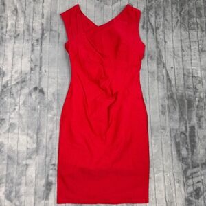 MUXXN Boutique Red Pleated Asymmetric Sheath Dress NWT Womens Large Cocktail L